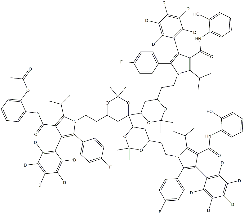 (6-[2-[2-(4-Fluoro-phenyl)-4-(2-hydroxy-phenylcarbamoyl)-5-isopropyl-3-phenyl-d5-pyrrol-1-yl]-ethyl]-2,2-dimethyl-[1,3]-dioxane-4-yl)-acetic Acid, ter 结构式