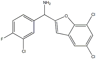 (3-chloro-4-fluorophenyl)(5,7-dichloro-1-benzofuran-2-yl)methanamine 结构式