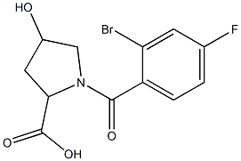 1-(2-bromo-4-fluorobenzoyl)-4-hydroxypyrrolidine-2-carboxylic acid 结构式