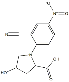 1-(2-cyano-4-nitrophenyl)-4-hydroxypyrrolidine-2-carboxylic acid 结构式