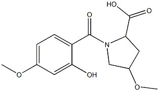 1-(2-hydroxy-4-methoxybenzoyl)-4-methoxypyrrolidine-2-carboxylic acid 结构式