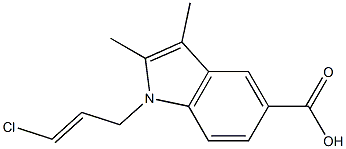 1-(3-chloroprop-2-en-1-yl)-2,3-dimethyl-1H-indole-5-carboxylic acid 结构式