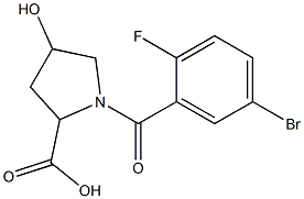 1-(5-bromo-2-fluorobenzoyl)-4-hydroxypyrrolidine-2-carboxylic acid 结构式