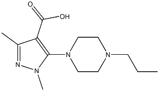 1,3-dimethyl-5-(4-propylpiperazin-1-yl)-1H-pyrazole-4-carboxylic acid 结构式