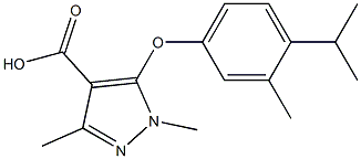 1,3-dimethyl-5-[3-methyl-4-(propan-2-yl)phenoxy]-1H-pyrazole-4-carboxylic acid 结构式