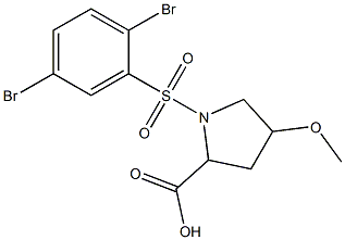 1-[(2,5-dibromobenzene)sulfonyl]-4-methoxypyrrolidine-2-carboxylic acid 结构式