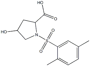 1-[(2,5-dimethylbenzene)sulfonyl]-4-hydroxypyrrolidine-2-carboxylic acid 结构式