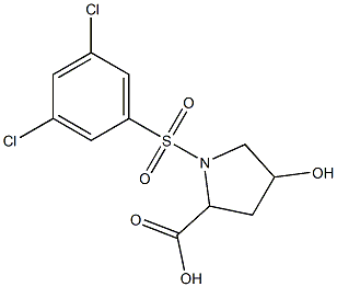 1-[(3,5-dichlorobenzene)sulfonyl]-4-hydroxypyrrolidine-2-carboxylic acid 结构式