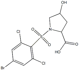 1-[(4-bromo-2,6-dichlorobenzene)sulfonyl]-4-hydroxypyrrolidine-2-carboxylic acid 结构式