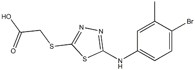 2-({5-[(4-bromo-3-methylphenyl)amino]-1,3,4-thiadiazol-2-yl}sulfanyl)acetic acid 结构式