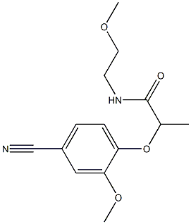 2-(4-cyano-2-methoxyphenoxy)-N-(2-methoxyethyl)propanamide 结构式