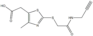 2-(4-methyl-2-{[(prop-2-yn-1-ylcarbamoyl)methyl]sulfanyl}-1,3-thiazol-5-yl)acetic acid 结构式