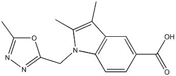 2,3-dimethyl-1-[(5-methyl-1,3,4-oxadiazol-2-yl)methyl]-1H-indole-5-carboxylic acid 结构式