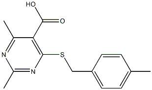 2,4-dimethyl-6-[(4-methylbenzyl)thio]pyrimidine-5-carboxylic acid 结构式
