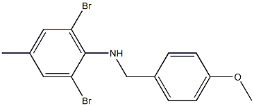 2,6-dibromo-N-[(4-methoxyphenyl)methyl]-4-methylaniline 结构式