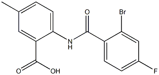 2-[(2-bromo-4-fluorobenzene)amido]-5-methylbenzoic acid 结构式