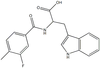 2-[(3-fluoro-4-methylbenzoyl)amino]-3-(1H-indol-3-yl)propanoic acid 结构式