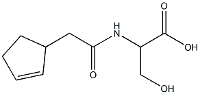 2-[(cyclopent-2-en-1-ylacetyl)amino]-3-hydroxypropanoic acid 结构式