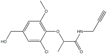 2-[2-chloro-4-(hydroxymethyl)-6-methoxyphenoxy]-N-(prop-2-yn-1-yl)propanamide 结构式