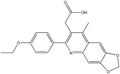 2-[6-(4-ethoxyphenyl)-8-methyl-2H-[1,3]dioxolo[4,5-g]quinolin-7-yl]acetic acid 结构式