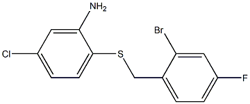 2-{[(2-bromo-4-fluorophenyl)methyl]sulfanyl}-5-chloroaniline 结构式
