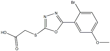 2-{[5-(2-bromo-5-methoxyphenyl)-1,3,4-oxadiazol-2-yl]sulfanyl}acetic acid 结构式