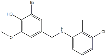 2-bromo-4-{[(3-chloro-2-methylphenyl)amino]methyl}-6-methoxyphenol 结构式