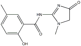 2-hydroxy-5-methyl-N-(1-methyl-4-oxo-4,5-dihydro-1H-imidazol-2-yl)benzamide 结构式