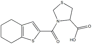 3-(4,5,6,7-tetrahydro-1-benzothiophen-2-ylcarbonyl)-1,3-thiazolidine-4-carboxylic acid 结构式