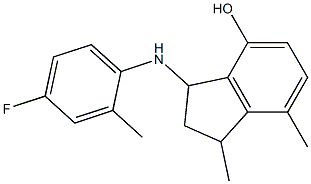 3-[(4-fluoro-2-methylphenyl)amino]-1,7-dimethyl-2,3-dihydro-1H-inden-4-ol 结构式