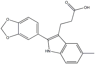 3-[2-(1,3-benzodioxol-5-yl)-5-methyl-1H-indol-3-yl]propanoic acid 结构式