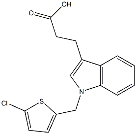 3-{1-[(5-chlorothiophen-2-yl)methyl]-1H-indol-3-yl}propanoic acid 结构式