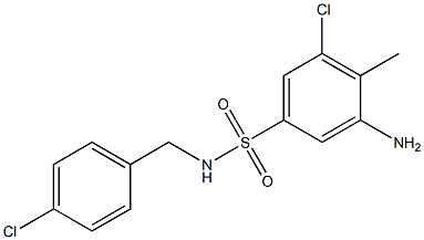 3-amino-5-chloro-N-[(4-chlorophenyl)methyl]-4-methylbenzene-1-sulfonamide 结构式