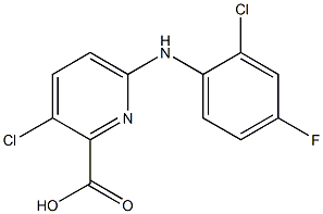 3-chloro-6-[(2-chloro-4-fluorophenyl)amino]pyridine-2-carboxylic acid 结构式