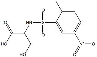 3-hydroxy-2-[(2-methyl-5-nitrobenzene)sulfonamido]propanoic acid 结构式