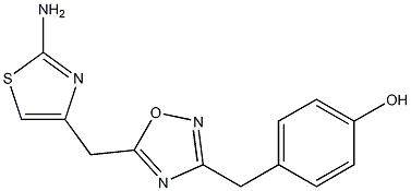 4-({5-[(2-amino-1,3-thiazol-4-yl)methyl]-1,2,4-oxadiazol-3-yl}methyl)phenol 结构式