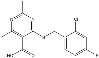 4-[(2-chloro-4-fluorobenzyl)thio]-2,6-dimethylpyrimidine-5-carboxylic acid 结构式