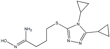 4-[(4,5-dicyclopropyl-4H-1,2,4-triazol-3-yl)sulfanyl]-N'-hydroxybutanimidamide 结构式