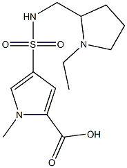 4-{[(1-ethylpyrrolidin-2-yl)methyl]sulfamoyl}-1-methyl-1H-pyrrole-2-carboxylic acid 结构式