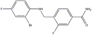 4-{[(2-bromo-4-fluorophenyl)amino]methyl}-3-fluorobenzamide 结构式