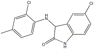 5-chloro-3-[(2-chloro-4-methylphenyl)amino]-2,3-dihydro-1H-indol-2-one 结构式