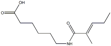 6-{[(2E)-2-methylpent-2-enoyl]amino}hexanoic acid 结构式