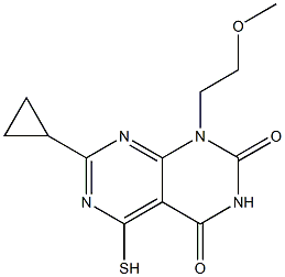 7-cyclopropyl-5-mercapto-1-(2-methoxyethyl)pyrimido[4,5-d]pyrimidine-2,4(1H,3H)-dione 结构式