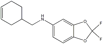 N-(cyclohex-3-en-1-ylmethyl)-2,2-difluoro-2H-1,3-benzodioxol-5-amine 结构式