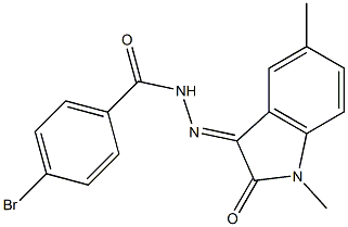 4-bromo-N'-(1,5-dimethyl-2-oxo-1,2-dihydro-3H-indol-3-ylidene)benzohydrazide 结构式