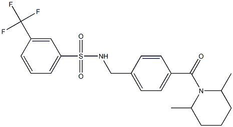 N-{4-[(2,6-dimethyl-1-piperidinyl)carbonyl]benzyl}-3-(trifluoromethyl)benzenesulfonamide 结构式