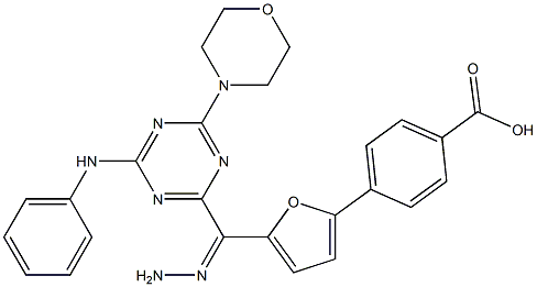 4-(5-{2-[4-anilino-6-(4-morpholinyl)-1,3,5-triazin-2-yl]carbohydrazonoyl}-2-furyl)benzoic acid 结构式