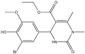 ethyl 4-(3-bromo-4-hydroxy-5-methoxyphenyl)-1,6-dimethyl-2-oxo-1,2,3,4-tetrahydro-5-pyrimidinecarboxylate 结构式