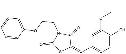 5-(3-ethoxy-4-hydroxybenzylidene)-3-(2-phenoxyethyl)-1,3-thiazolidine-2,4-dione 结构式