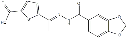 5-[N-(1,3-benzodioxol-5-ylcarbonyl)ethanehydrazonoyl]-2-thiophenecarboxylic acid 结构式